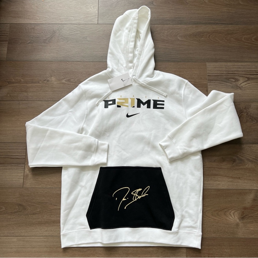 Mens Nike Coach Prime Hoodie Sweatshirt White Deion Sanders